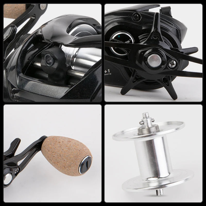 BILLINGS Baitcasting Fishing Reel 8KG Max Drag 7.3:1 High Speed Gear Ratio Magnetic Brake System Smooth Casting Freshwater Saltwater Bait Caster Reel