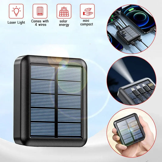 20000mAh Solar Move Power Bank with Micro USB TYPE C Cable Portable Charger LED Mini Super Fast Charging Bank For iPhone Samsung