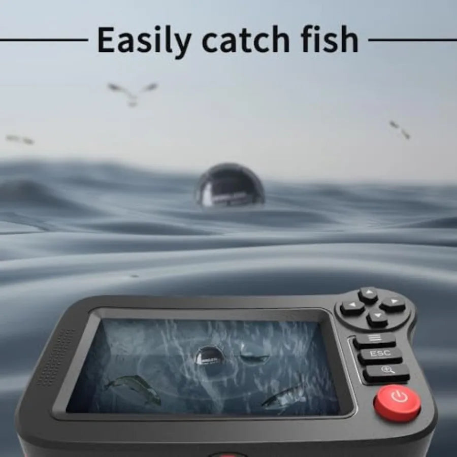 Handheld Fish Finder for kayak fishing: ABS plastic, black, portable sonar depth finder with LCD display and transducer