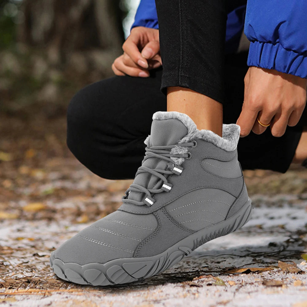 Warm Hike Shoes Non-Slip Waterproof Warm Fur Lined for Women Men (Grey 43)