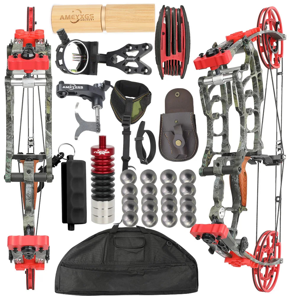 Let off 80% Compound Dual-use Bow Set 19" Axle 30-60lbs Hunting Steel Ball 420FPS Right Hand for Adults Hunting Shooting