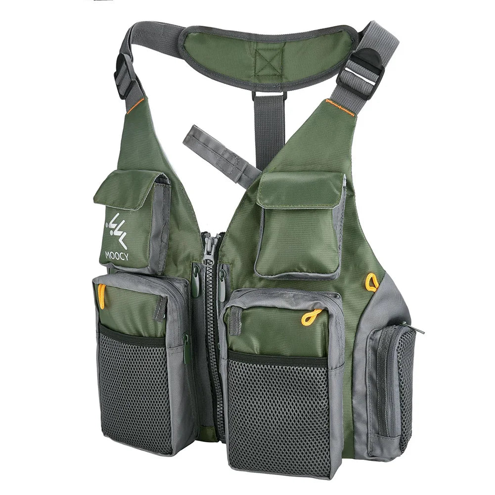 Fishing Vest Breathable Fishing Travel Mesh Vest with Zipper Pockets Summer Work Vest for Outdoor Running Travel Hiking