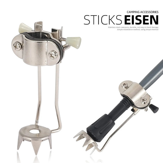 Hiking Grip Crutches Stainless Steel Climbing Ice Crutches Anti-skid Non Slip for Winter Outdoor Snow for Mountaineering