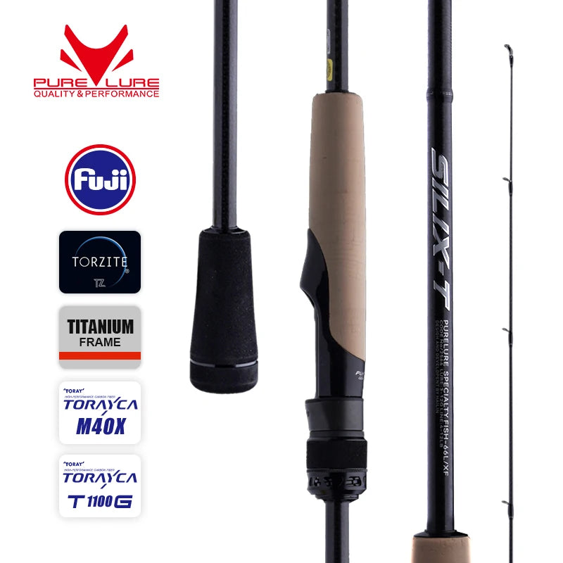 PURELURE SILIX-T 1-Piece Rod Fuji Torzite Rings Extra Fast Action Zander Bass Pike Rod Cork Handle Toray T1100G and M40X Cloth