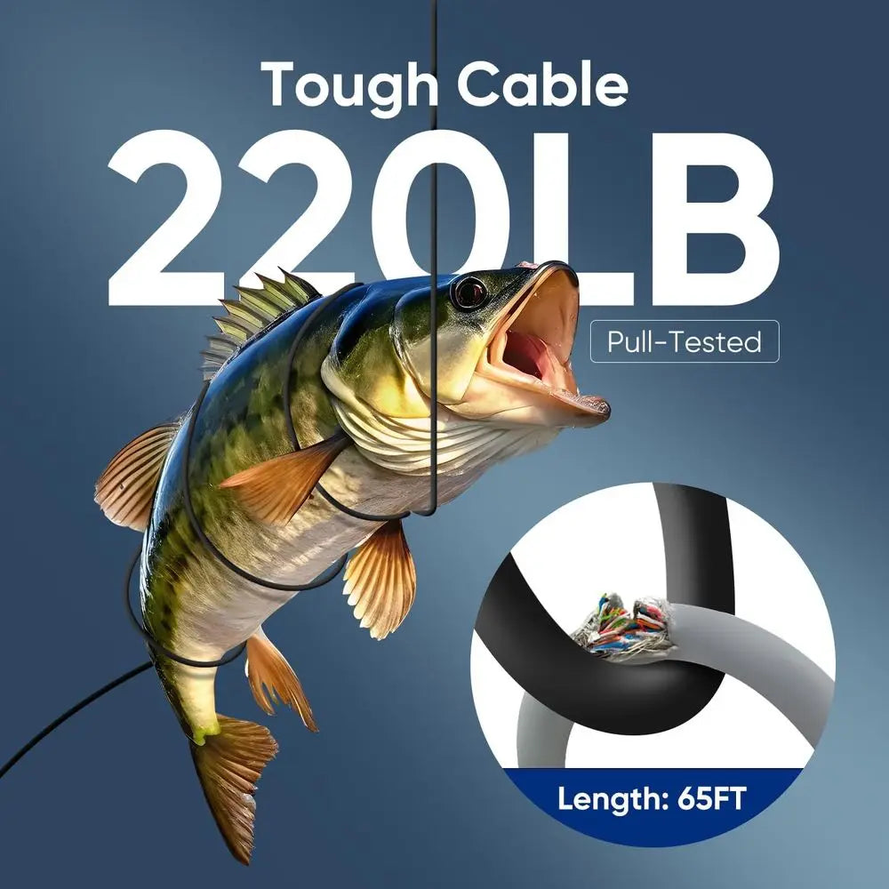 5 1000TVL Waterproof Fish Finder Camera with Wide-Angle Lens and Infrared Night Vision for Ice, River, and Boat Fishing - 65ft C