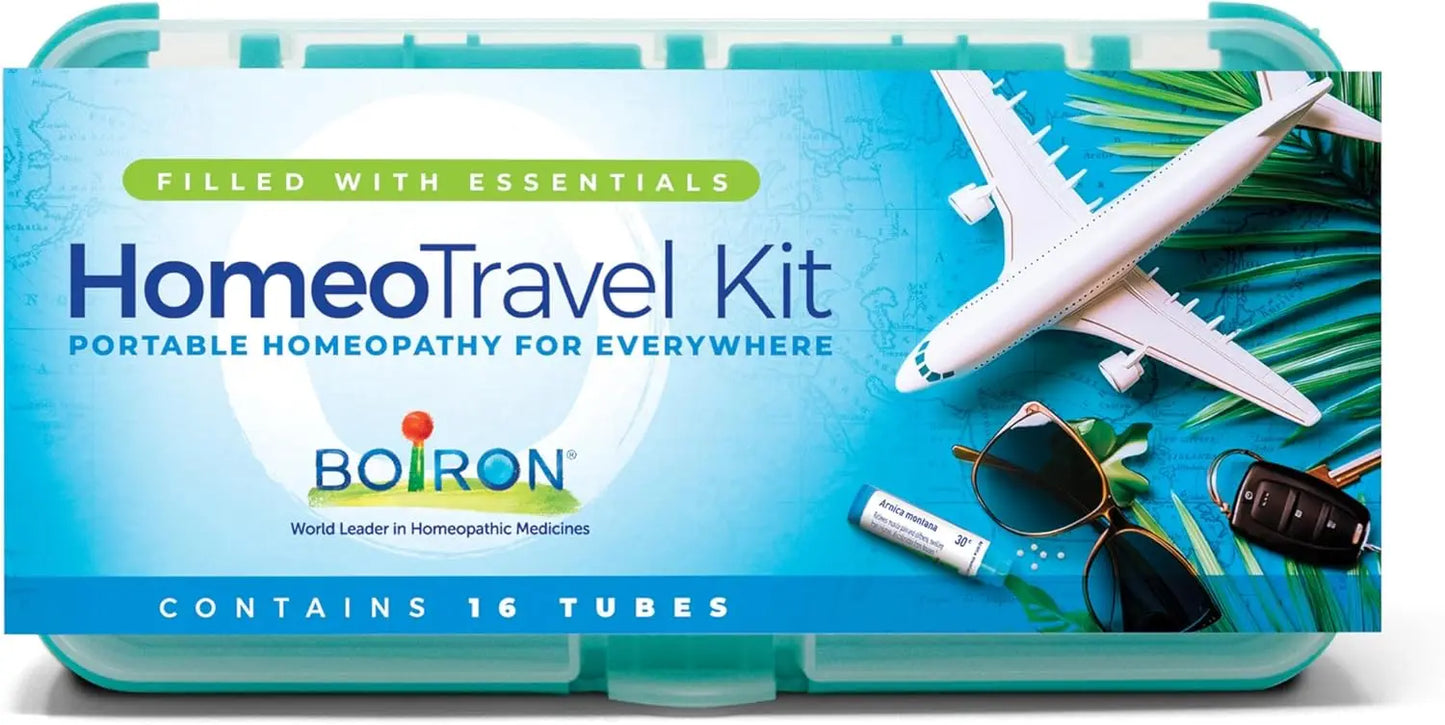 Travel First Aid Kit with 16 Homeopathic Medicines - Portable Case for Emergency Relief