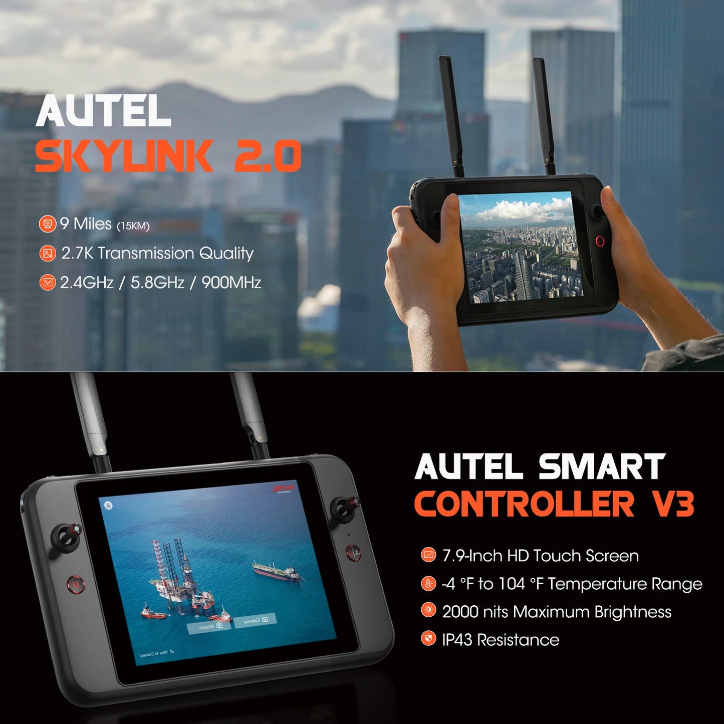 Autel Robotics EVO 640T V3 Drones 640x512 Thermal Imaging Drone Remote ID Supported 16x Digital Zoom Dual Camera 6K AI Drones