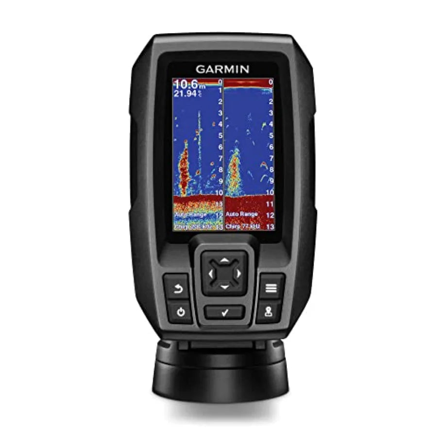 GPS Fishfinder for marine use, ABS plastic, black, 3.5-inch display with CHIRP sonar and built-in transducer