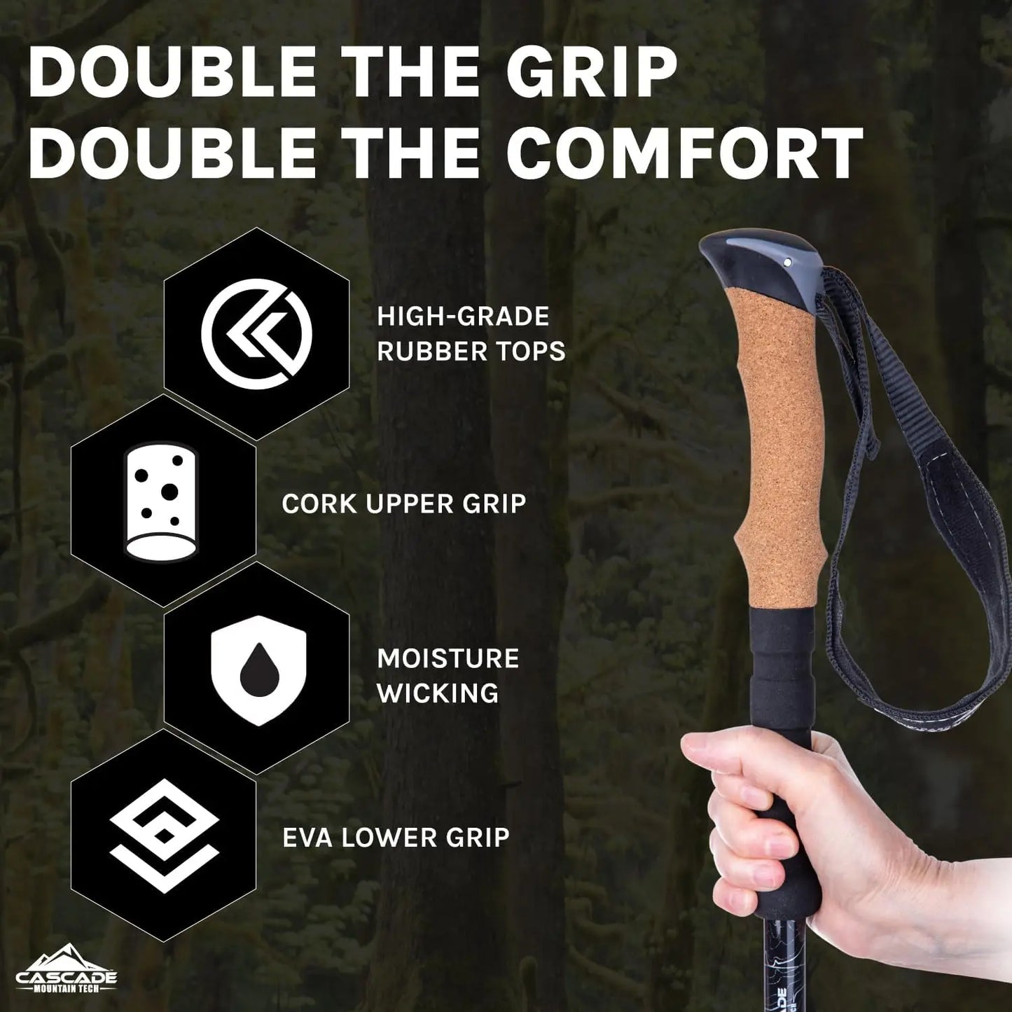 Lightweight Carbon Fiber Trekking Poles with Quick Adjust Locks for Hiking and Walking