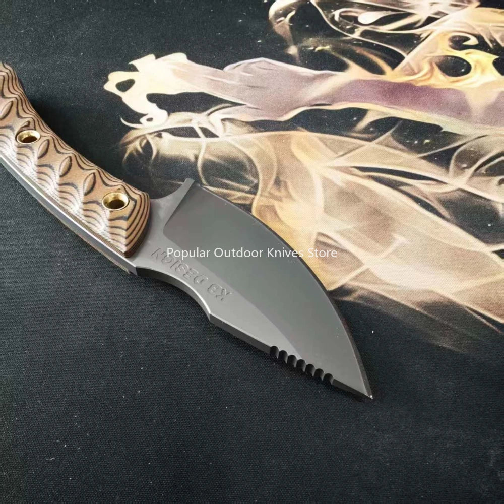 Tactical Nomad Fixed Blade Knife, Brown G-10, Wilderness Survival Hunting Outdoor Essentials Tool, Durable Sheath, Camping Knife
