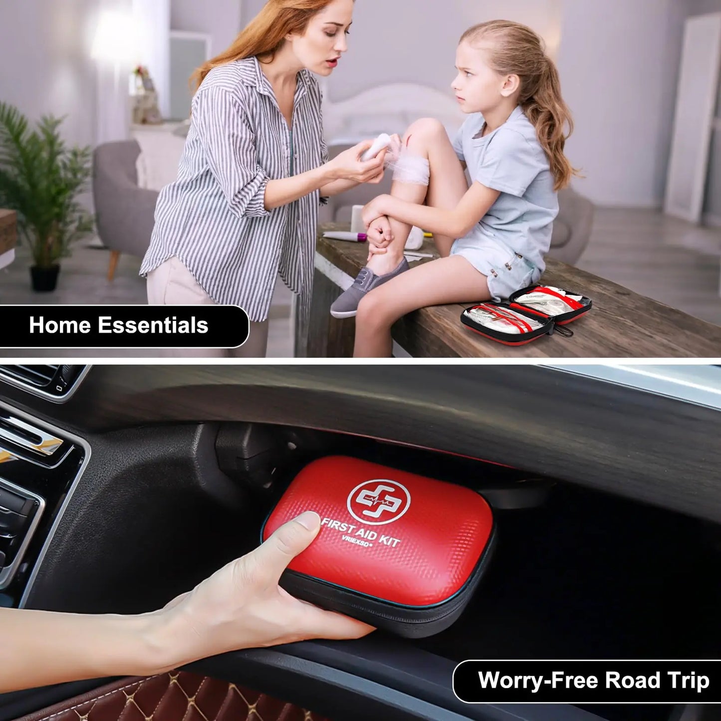 150-Piece Mini First Aid Kit, Waterproof Hard Shell for Home Car Travel