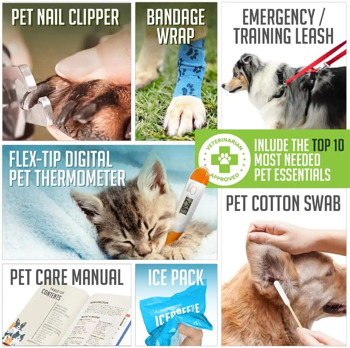 95-Piece Pet First Aid Kit with Vet-Approved Supplies for Dogs and Cats - Compact Travel Bag