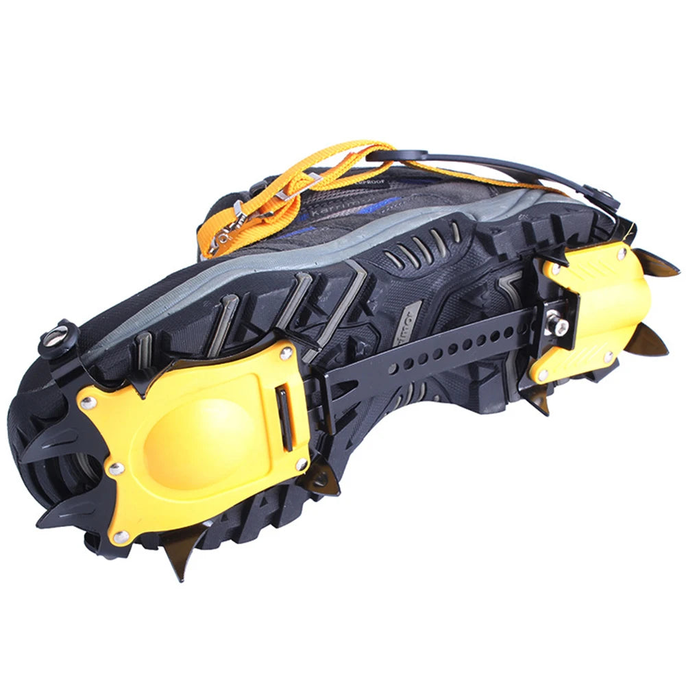 1 Pair Snow Grips Crampons Anti-Slip 10 Teeth Ice Climbing Kits Adjustable with Carry Bag for Hiking Climbing Fishing Jogging