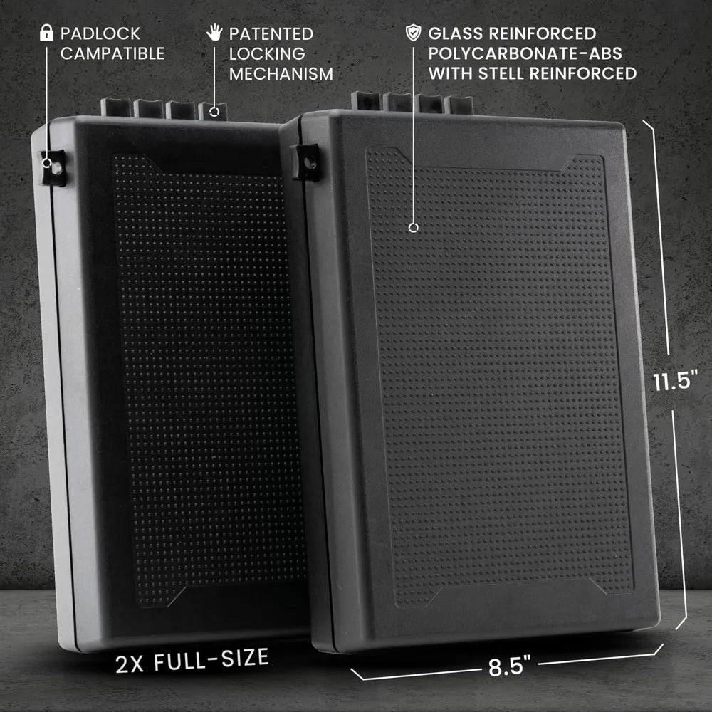 Tactical Handgun Storage, Instant Access Portable Gun Case, TSA Compliant Lock Box for Quick Handgun Access, Black - 2PK (Full-Size Only)