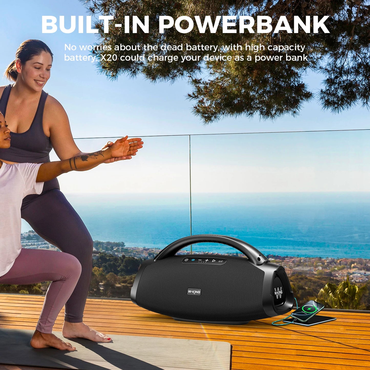 W-KING D20 Portable Bluetooth Speakers,200W RMS Massive Bass Party Boombox IPX7 Waterproof Speaker Large, Loud Outdoor Speaker