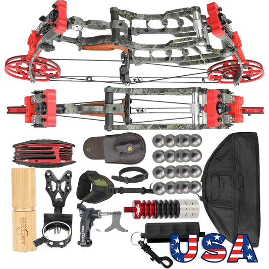 Let off 80% Compound Dual-use Bow Set 19" Axle 30-60lbs Hunting Steel Ball 420FPS Right Hand for Adults Hunting Shooting