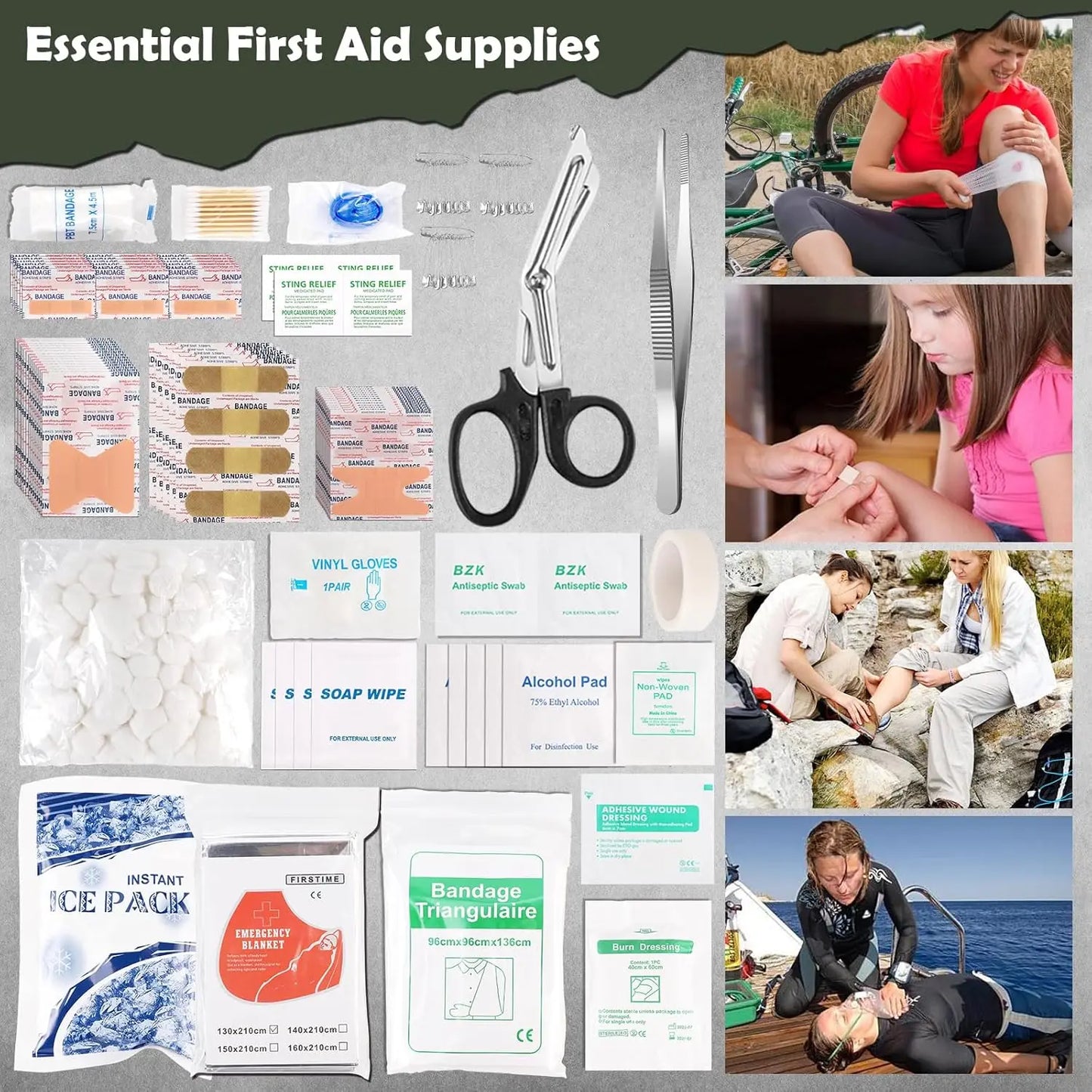 320-Piece Survival First Aid Kit with Tactical MOLLE Pouch for Outdoor Camping Hiking Adventure Emergency