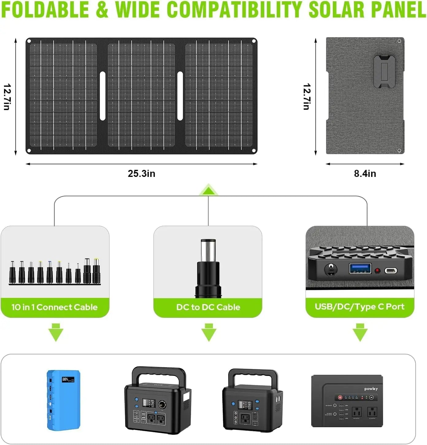 24000mAh 65W Solar Generator with Panels, 88Wh Portable Power Station AC Outlet for Camping Emergency