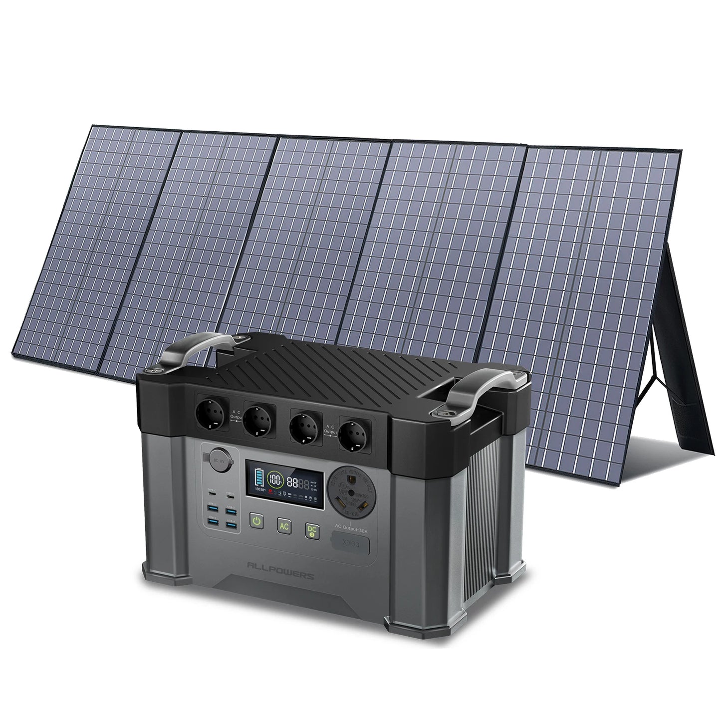 ALLPOWERS S2000 Pro Solar Generator 1451Wh 2400W Portable Power Station & 140W / 200W / 400W Foldable Solar Panel for Camping RV
