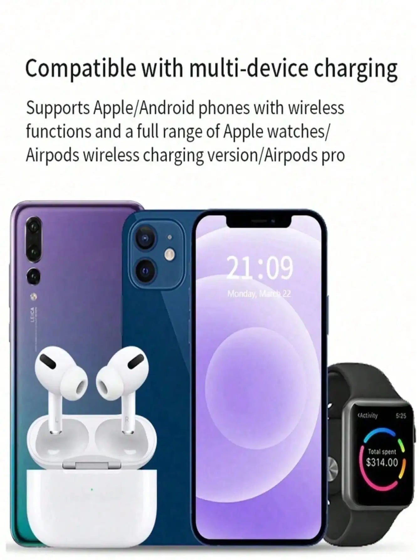 Wireless Charger 3-In-1 Charging Station,Wireless Charger Mobile Phone Holder, LED 3 in 1 Wireless Charger Station For iPhone 17 16 15 14 13 12 Pro Max Apple Watch 10/9/8/7/6/5 AirPods 3/2 Fast Charging Dock