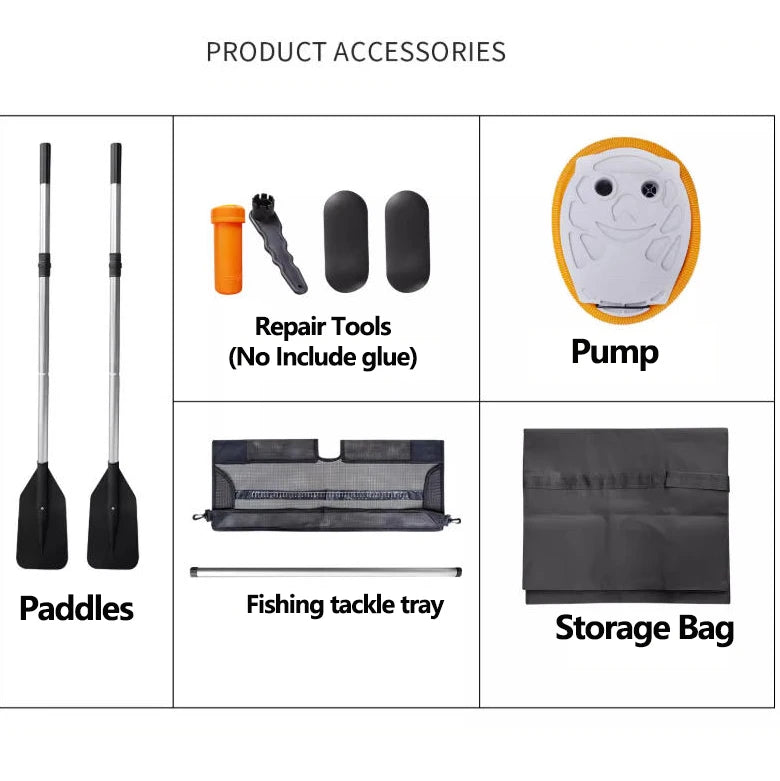 Inflatable Single-person Kayak Set Lure Fishing Canoeing Water Fishing Craft Folding PVC Rubber Dinghy Leisure Inflatable Boat