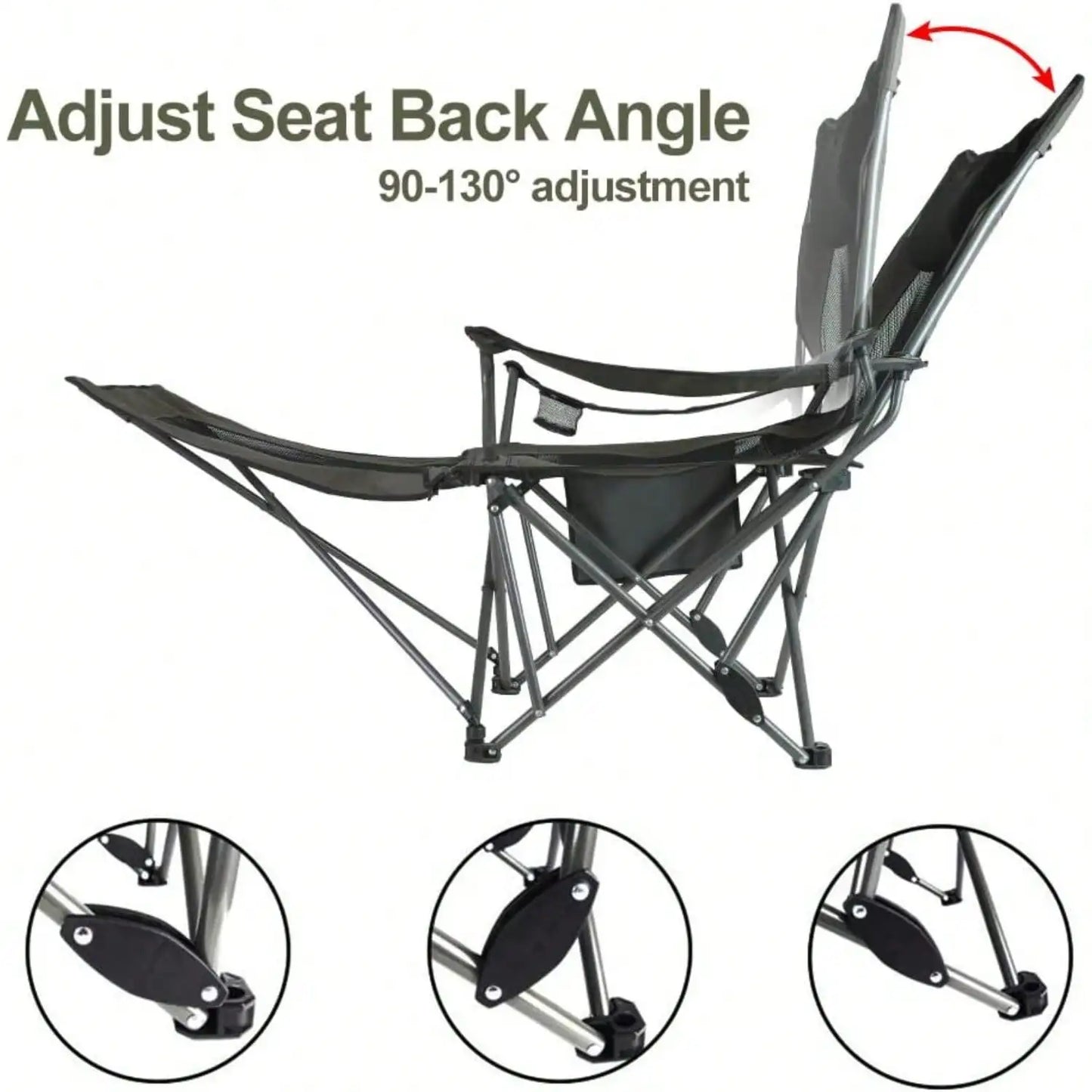 Title: 2-in-1 Reclining Camping Chair with Footrest, High Back Mesh Folding Chair with Cup Holders for Outdoor Beach Fishing