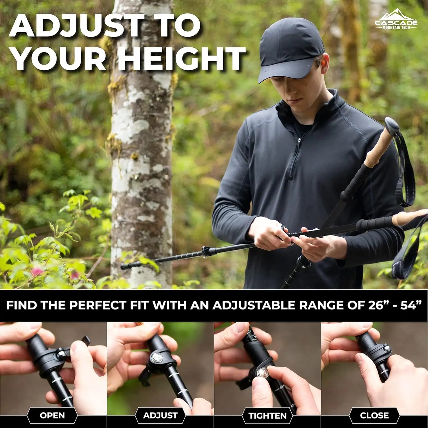 Lightweight Carbon Fiber Trekking Poles with Quick Adjust Locks for Hiking and Walking
