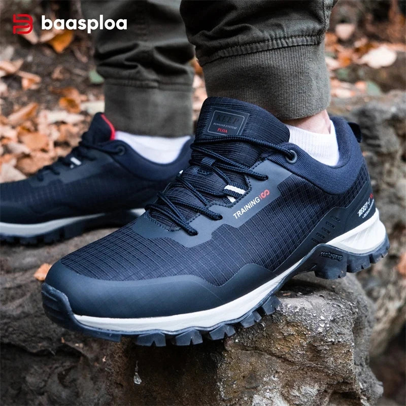 Baasploa Men Hiking Shoes New Outdoor Climbing Waterproof Non-slip Wear-resistant Sneakers Male Casual Lace-Up Walking Shoes ﻿