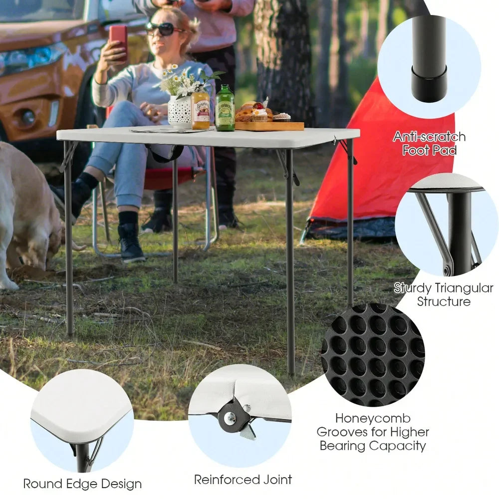 Folding Camping Table Portable HDPE Outdoor Picnic Dining Table W Handle