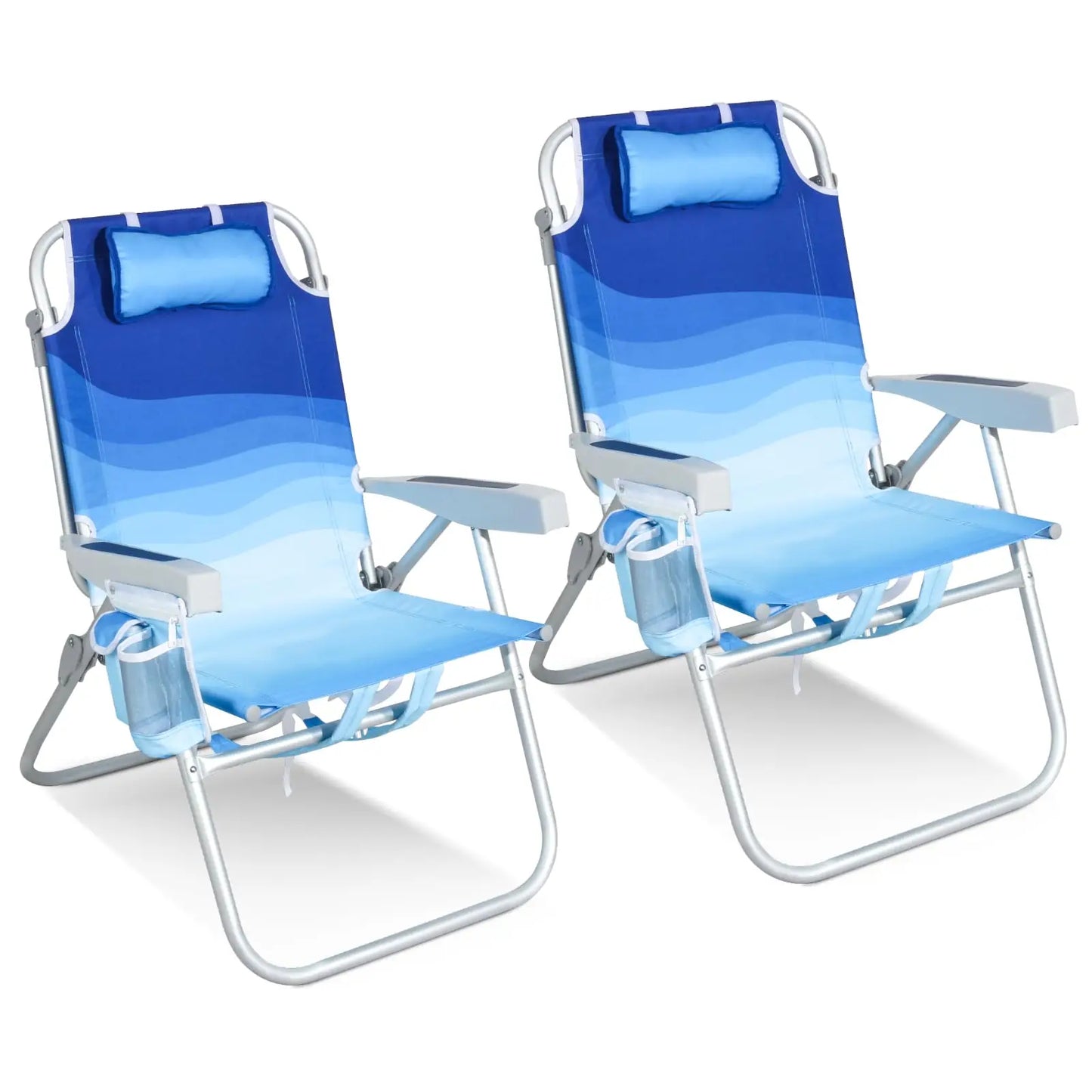 Tall Beach Chairs for Adults – 5-Position Reclining Backpack Chair with Large Insulated Cooler & Storage Pocket, Customized
