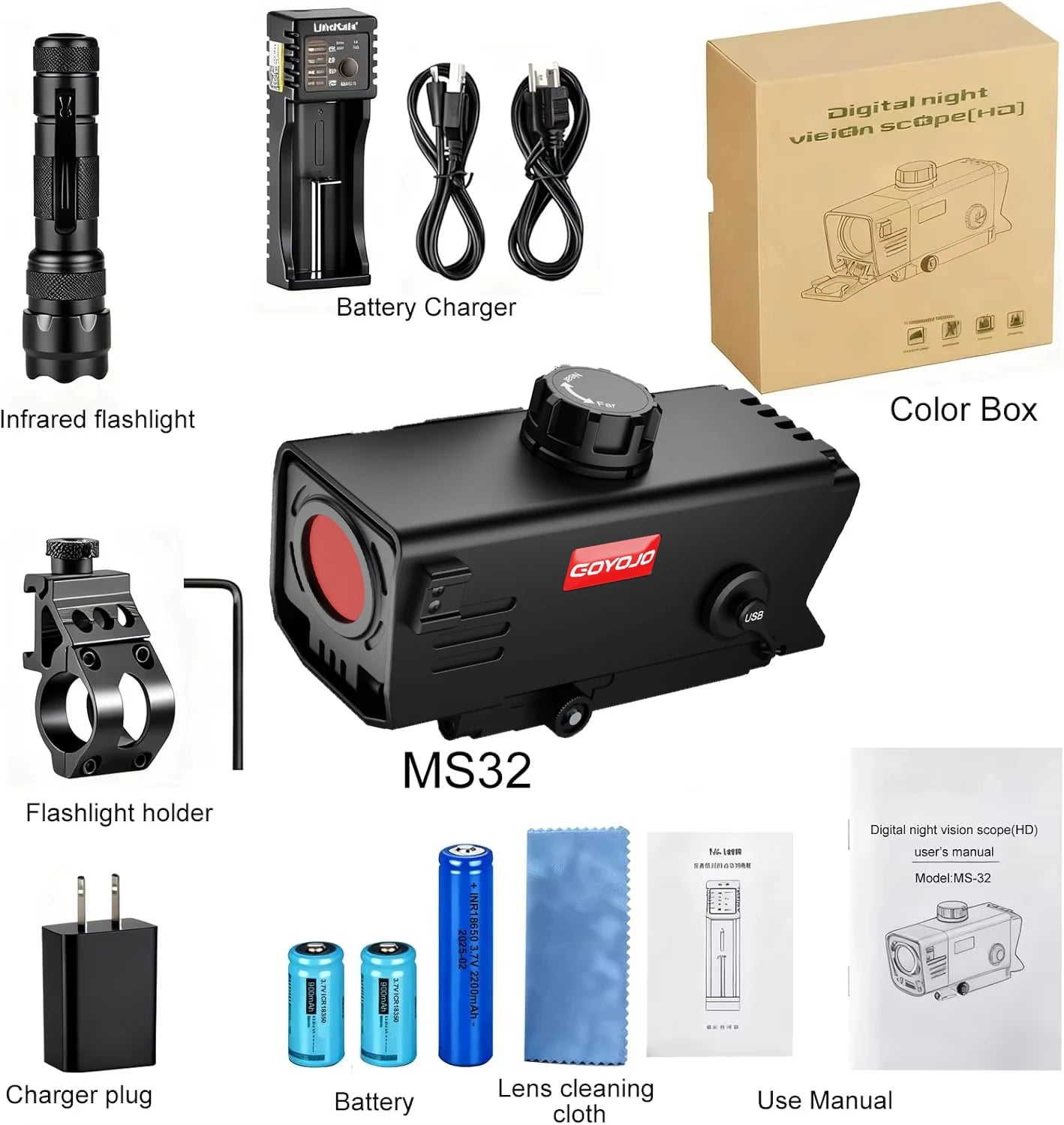 Digital Night Vision Scope 3.5X Optical 7X Digital Zoom, Audio & Video Recording Day/Night Hunting Sight with 850nm IR Illuminat