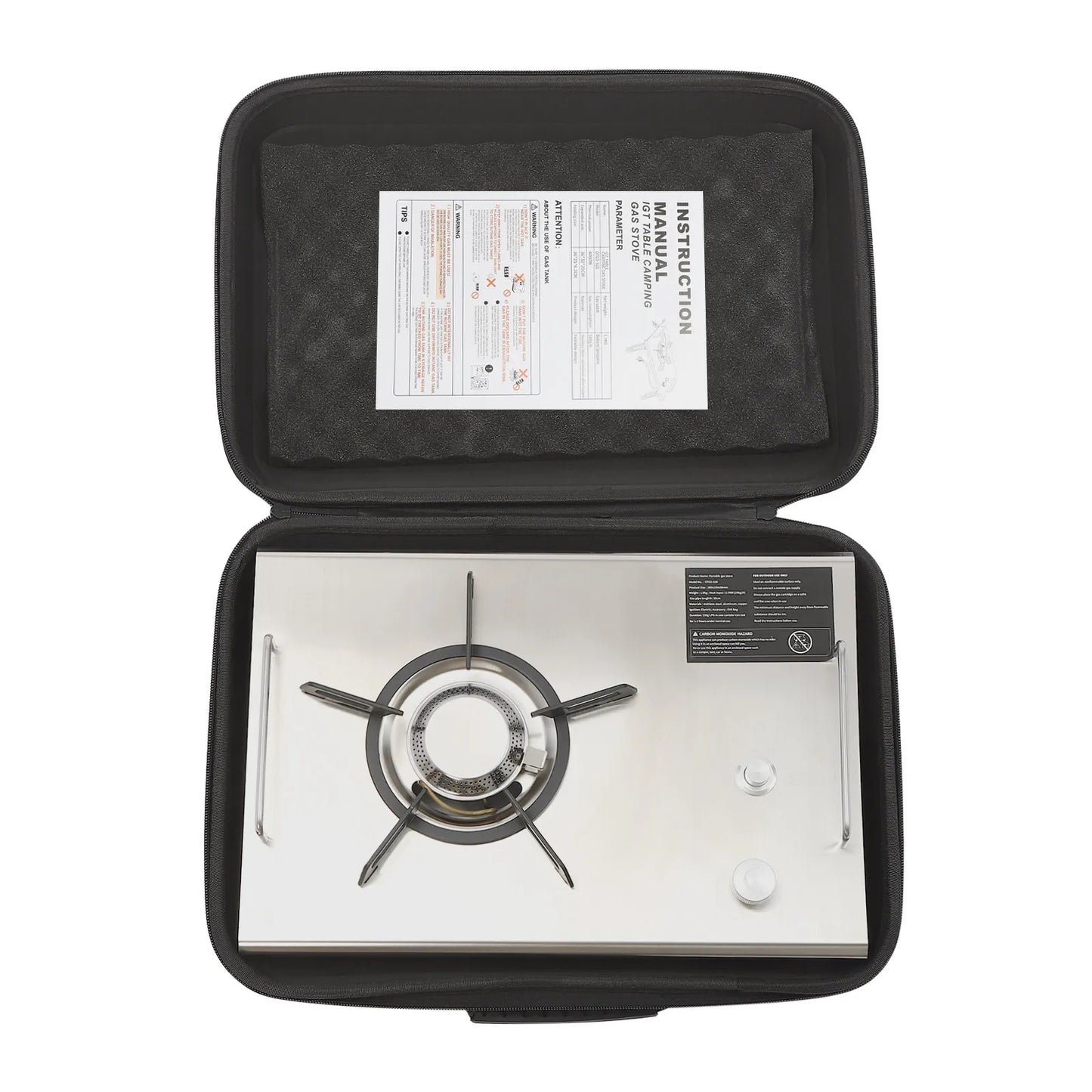 Electronic Ignition Camping Stove 2.7KW, Portable Gas Stove Foldable for Outdoor Hiking BBQ Picnic Mountaineering Silver