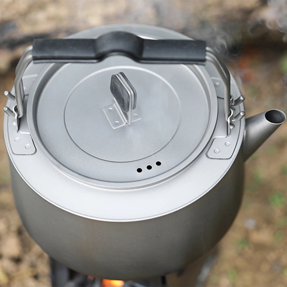 Tomshoo 600/1000ml Coffee Kettle Portable Ultralight Titainum Camping Water Kettle Outdoor Coffee Pot Teapot Home Hiking Picnic