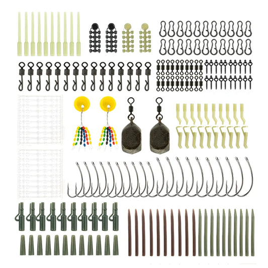 217Pcs Carp Fishing Accessories Set Clip Quick Change Swivel Tail Sleeves Kit Carp Fishing Terminal Fishing Accessories