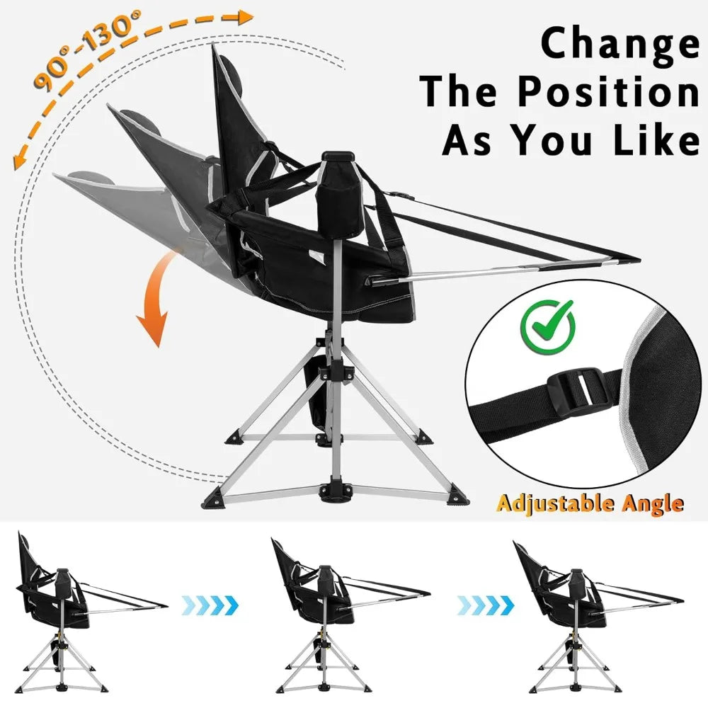 Oversized Aluminum Hammock Chair w/ Footrest Folding Adjustable Back Seat Lightweight Rocking Camp Outdoor Patio Custom