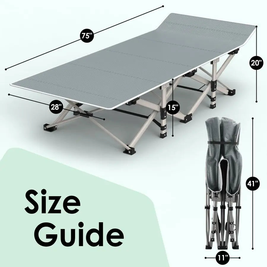 Camping Cot, Folding Camping Cot Bed for Adults Sleeping 1200D Double Layer Oxford Portable Folding Outdoor Cots for Camping W S