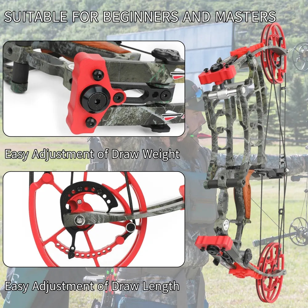 Let off 80% Compound Dual-use Bow Set 19" Axle 30-60lbs Hunting Steel Ball 420FPS Right Hand for Adults Hunting Shooting
