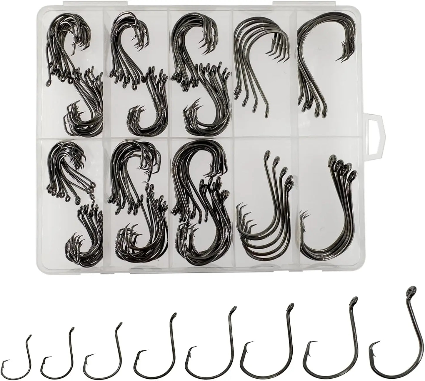 Fishing Hooks Saltwater, 160PCS Circle Hooks Saltwater, Fish Hooks for Fishing Gear Tackle, Catfish Octopus Hook #1 1/0 2/0 3/0
