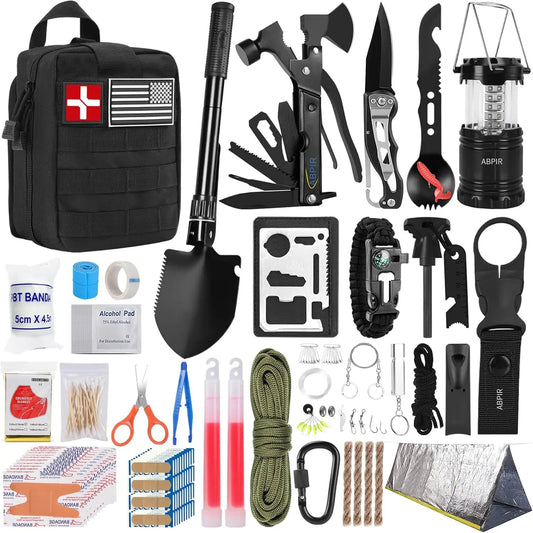 171PCS Survival First Aid Kit with Emergency Tent, Gear, and MOLLE Bag for Outdoor Adventures, Travel, Home
