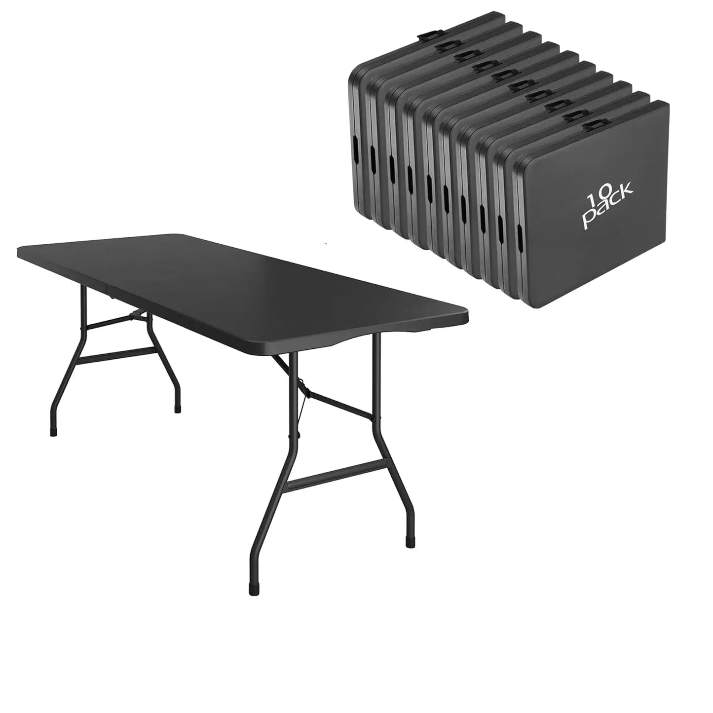 6ft Foldable Table w/ Handle & Steel Legs Heavy Duty Portable Party Dining Wedding Picnic Indoor Outdoor Camping Utility, Custom