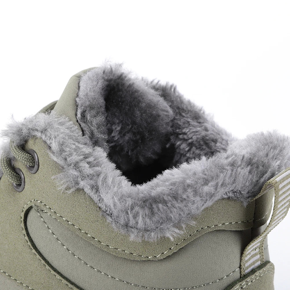 Warm Hike Shoes Non-Slip Waterproof Warm Fur Lined for Women Men (Green 45)