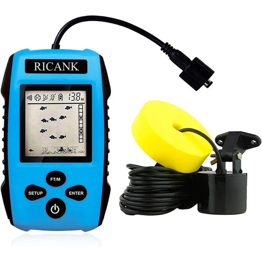 Portable Fish Finder, Handheld Fish Depth Finder Contour Readout Fishfinder Ice Kayak Shore Boat Fishing Fish Detector Device wi
