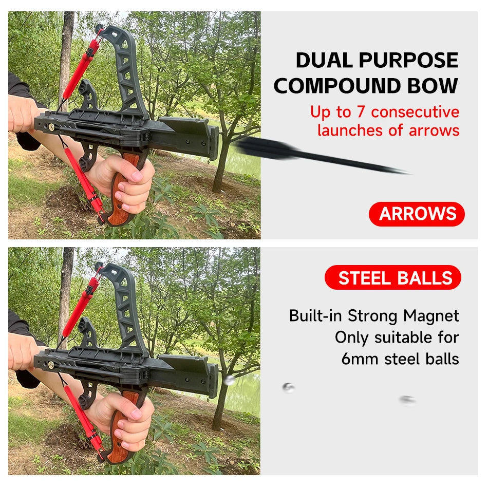 7-shot Archery and Steel Ball Dual-purpose Bow Elastic Shooting Compound Bow Outdoor Hunting Shooting Practice Package