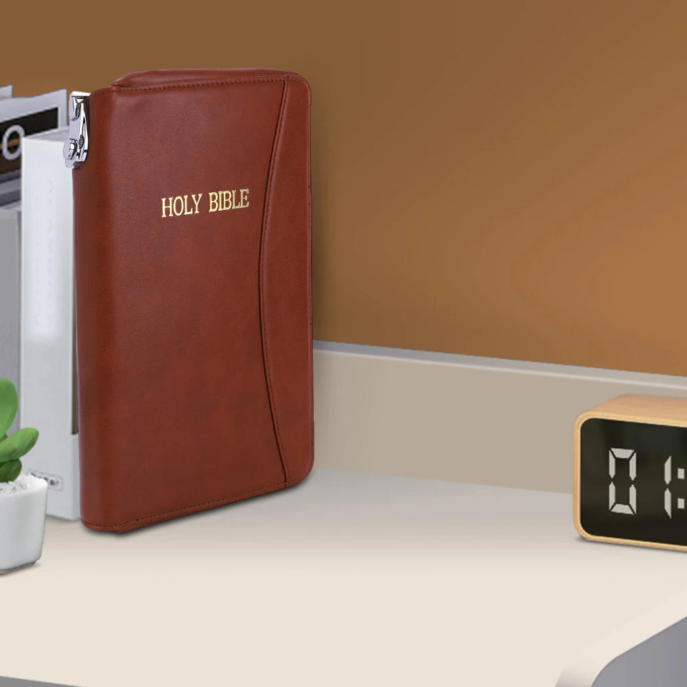 Lockable Soft Pistols Case Holy Bible Leather Gun Bags Concealment Organizer for Glocks&Small Handguns Storage