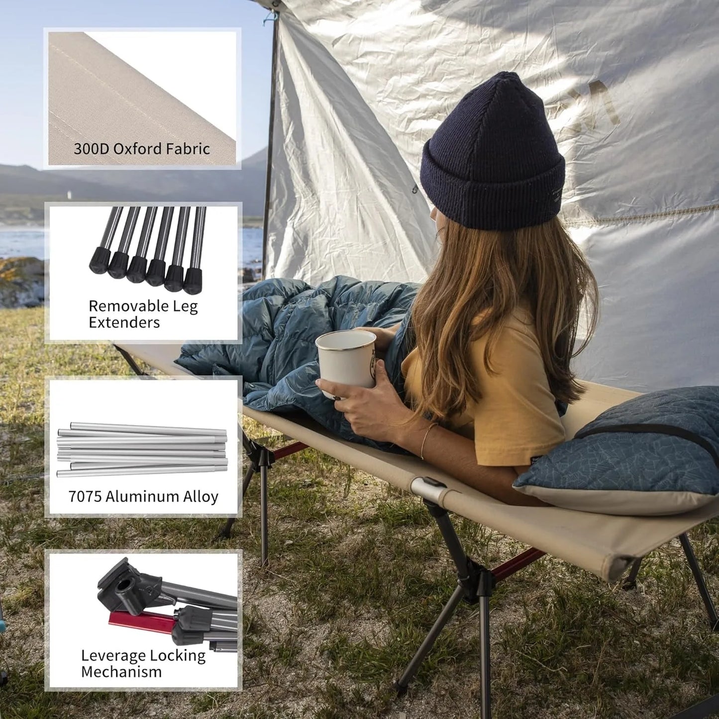 Naturehike Folding Camping Cot Portable Height Adjustable Ultralight Backpacking Cot Tent Travel Outdoor Camp Single Bed