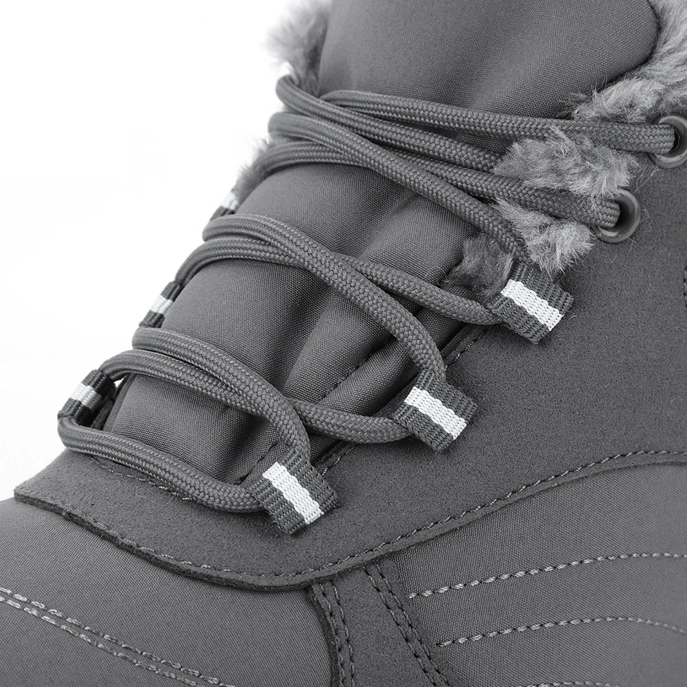 Warm Hike Shoes Non-Slip Waterproof Warm Fur Lined for Women Men (Grey 41)
