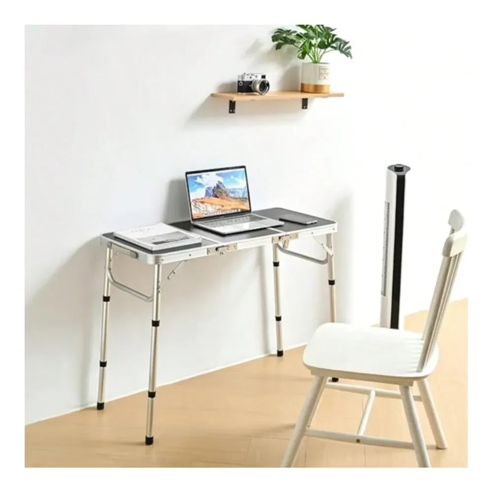 Folding Camping Table, 3ft Portable Pinic Table With 3 Adjustable Height, Small Aluminum Foldable Lightweight Patio Side Table