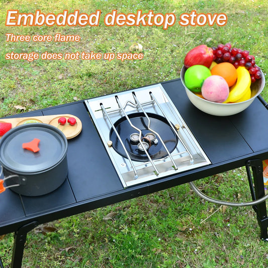2026 New Camping Folding Removable IGT  Table Gas Stove  Portable lightweight Camp BBQ Grill Table Outdoor Picnic Fishing table