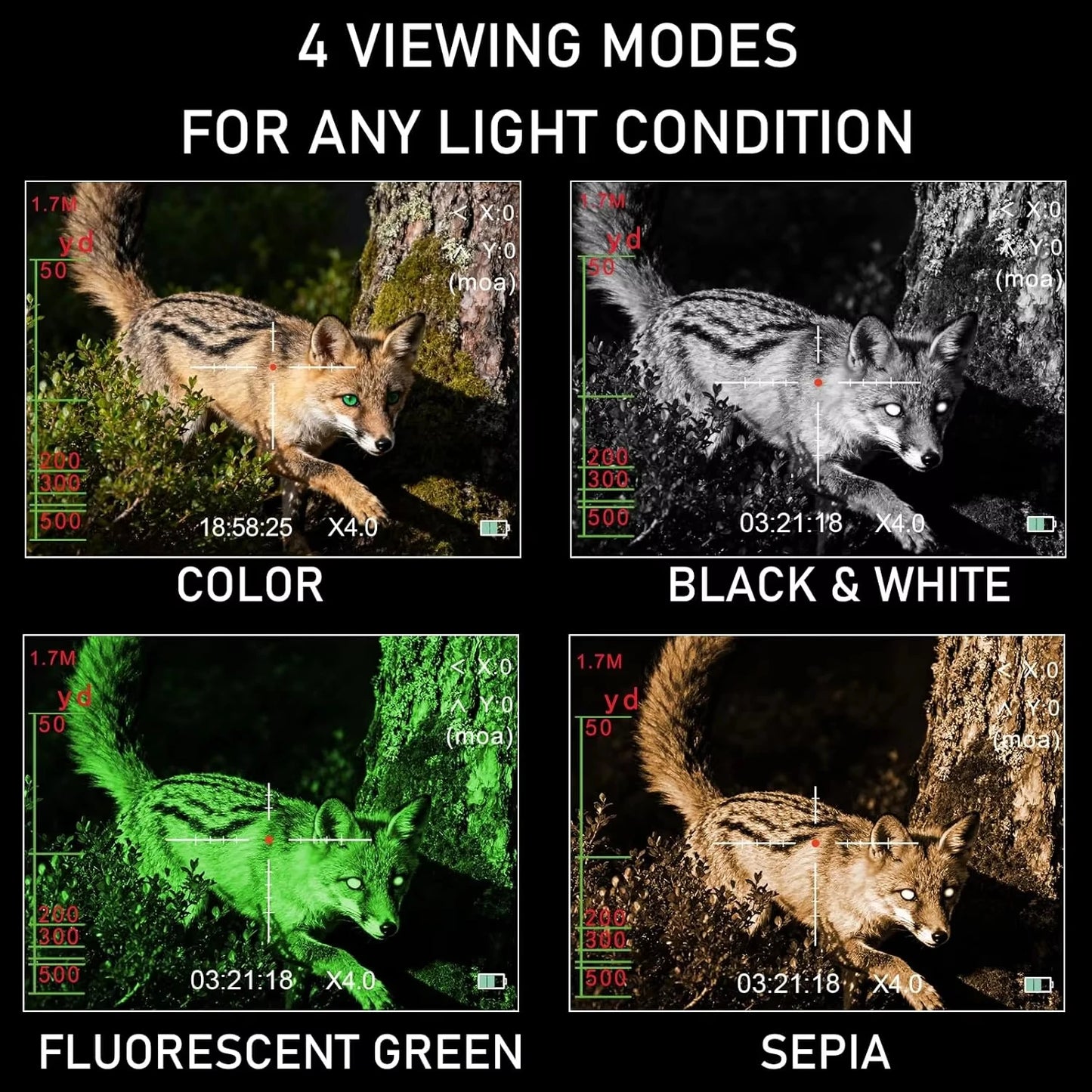Digital Night Vision Scope 3.5X Optical 7X Digital Zoom, Audio & Video Recording Day/Night Hunting Sight with 850nm IR Illuminat
