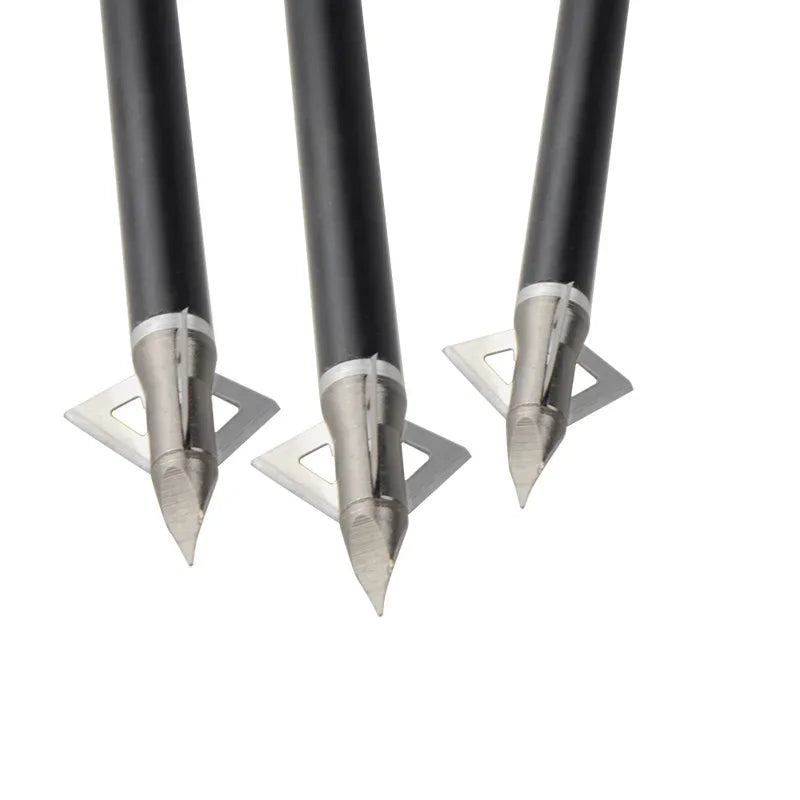 12PCS Blade Arrowheads Stainless Steel Broahdeads 100Grain Arrow Tip for Recurve Compound Bow Archery Hunting Shooting Accessory